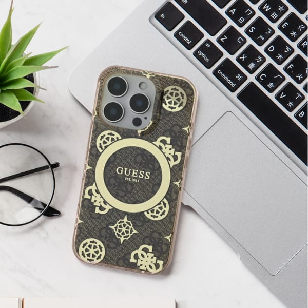 Guess GUHMP16SH4PYEEB iPhone 16 6.1" niebieski/blue hardcase IML Peony On 4G Background MagSafe
