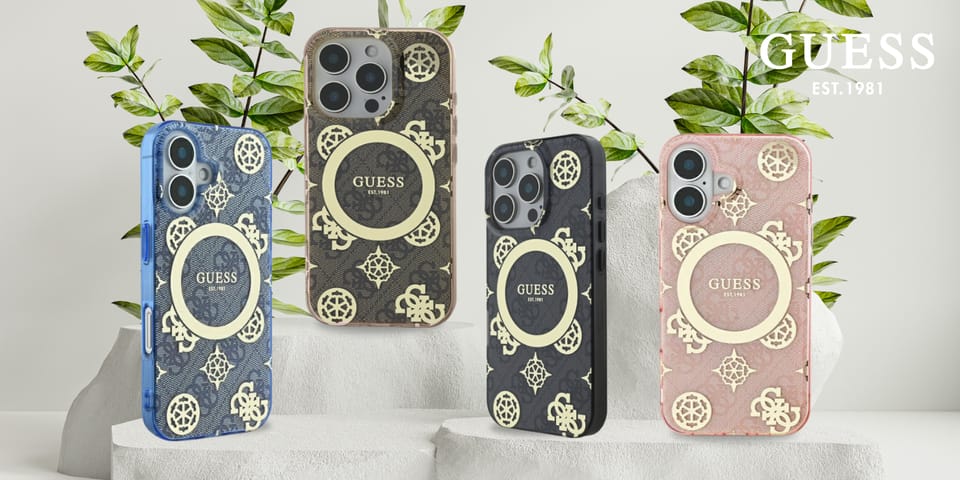 Guess GUHMP16SH4PYEEB iPhone 16 6.1" niebieski/blue hardcase IML Peony On 4G Background MagSafe