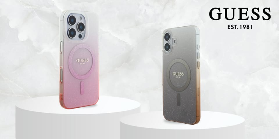 Guess GUHMP16MHGRCELW iPhone 16 Plus 6.7" brązowy/brown hardcase IML Glitter Gradient MagSafe