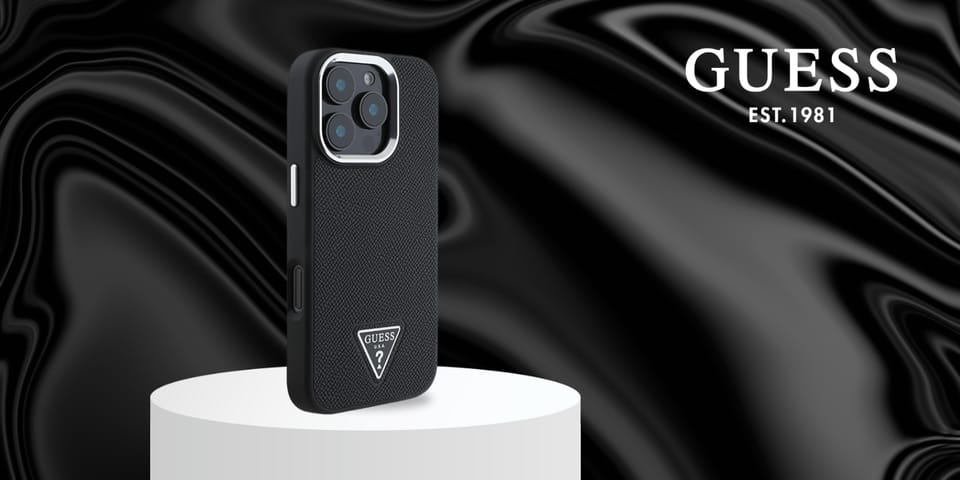 Guess GUHMP16LPGTSPSK iPhone 16 Pro 6.3" czarny/black hardcase Grained Triangle MagSafe