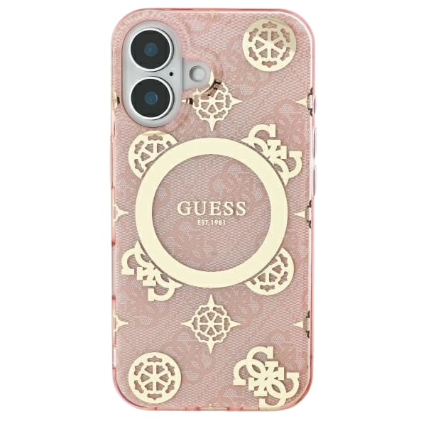 Guess GUHMP16LH4PYEEP iPhone 16 Pro 6.3"  różowy/pink hardcase IML Peony On 4G Background MagSafe