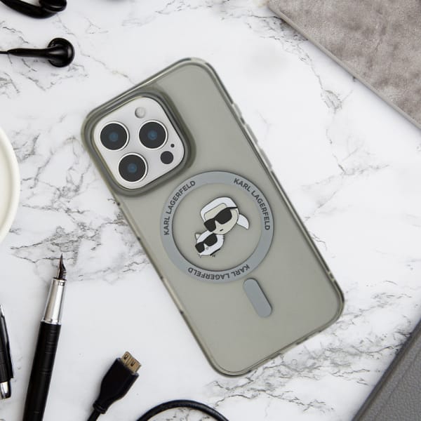 Karl Lagerfeld KLHMP15XHLSCHK iPhone 15   Pro Max 6.7" czarny/black hardcase IML Metal Choupette Head MagSafe