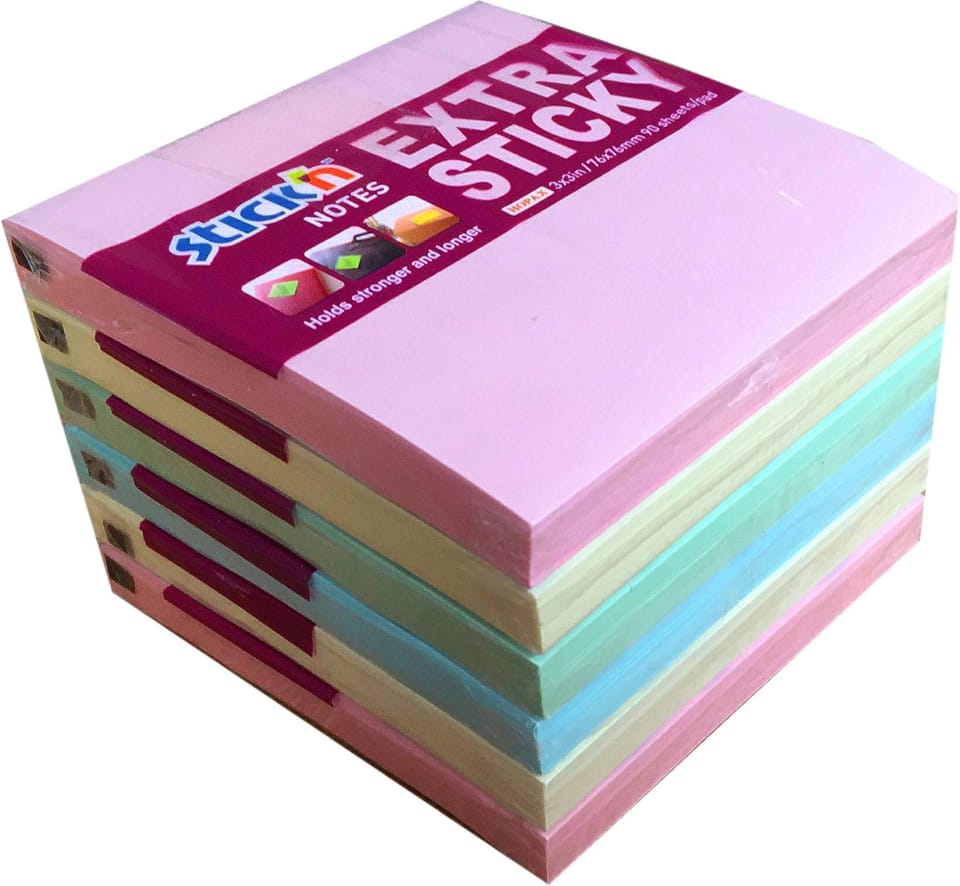 Notes samoprzylepny STICK`N EXTRA STICKY (6 szt) 76x76mm 4 kol.pastel 90 k 21659