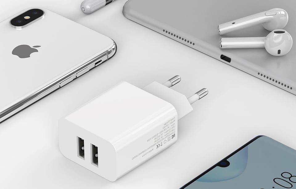 Podwójna ładowarka USB Mcdodo CH-6720 (EU) Lightning 1m Travel set (biały)