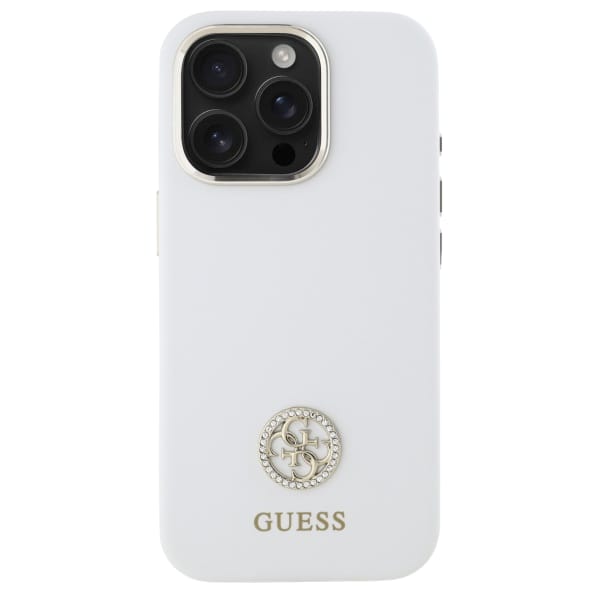 Guess GUHCP16SM4DGPH iPhone 16 6.1"       biały/white hardcase Silicone Logo Strass 4G