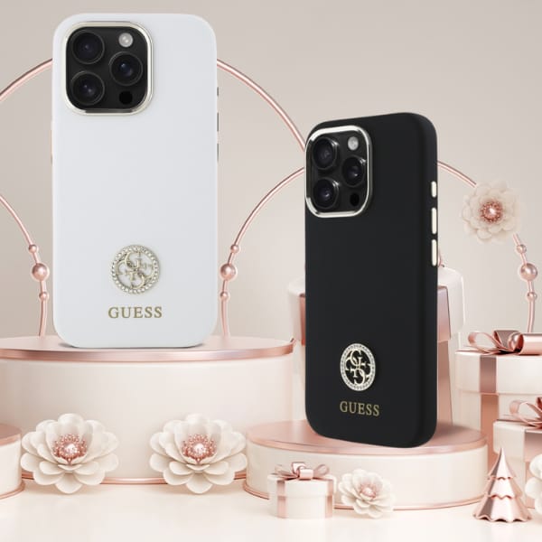 Guess GUHCP16XM4DGPH iPhone 16 Pro Max    6.9" biały/white hardcase Silicone Logo Strass 4G