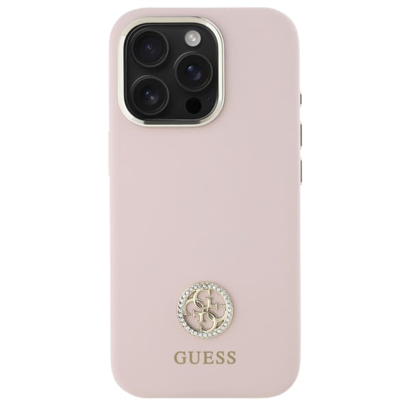 Guess GUHCP16LM4DGPP iPhone 16 Pro 6.3"   jasnoróżowy/pink hardcase Silicone Logo Strass 4G