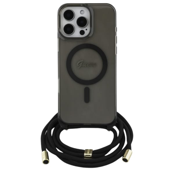 Guess GUHMP16XHCTSGNSK iPhone 16 Pro Max  6.9" czarny/black hardcase Crossbody Cord Script MagSafe