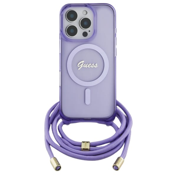 Guess GUHMP16XHCTSGNSU iPhone 16 Pro Max  6.9" fioletowy/purple hardcase Crossbody Cord Script MagSafe