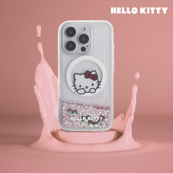 Hello Kitty HKHMP16LLSWKH iPhone 16 Pro   6.3" biały/white hardcase Liquid Glitter Sweet Kitty Bows MagSafe