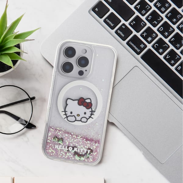 Hello Kitty HKHMP16LLSWKH iPhone 16 Pro   6.3" biały/white hardcase Liquid Glitter Sweet Kitty Bows MagSafe