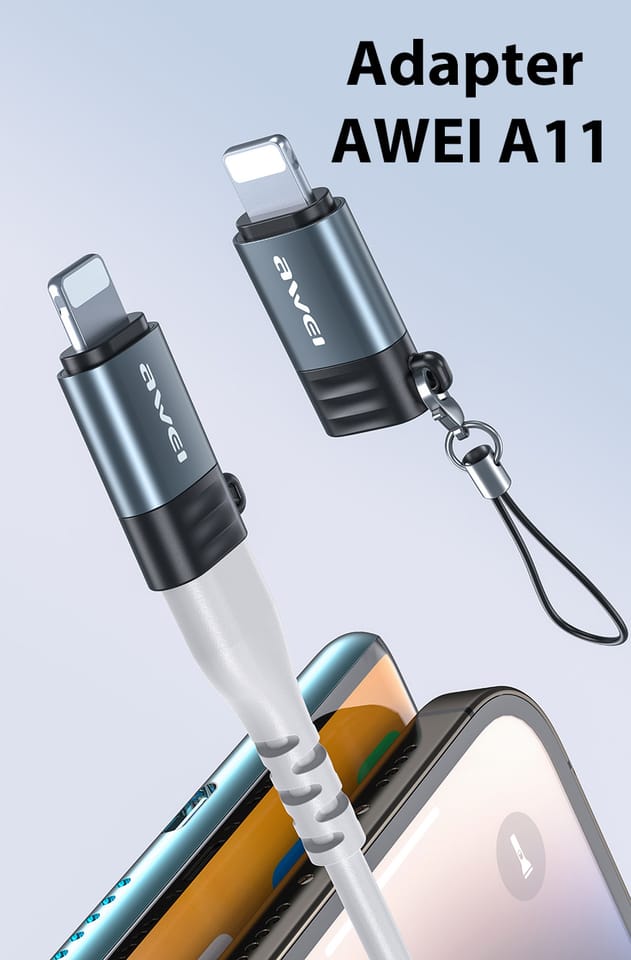 AWEI Adapter A11 USB-C/Lightning szary   /grey