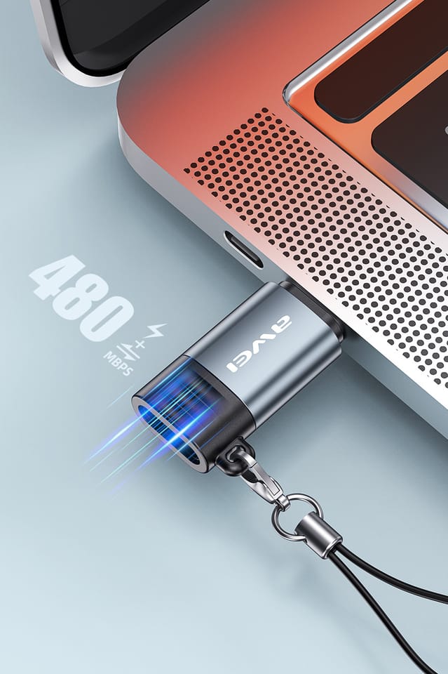 AWEI Adapter A11 USB-C/Lightning szary   /grey