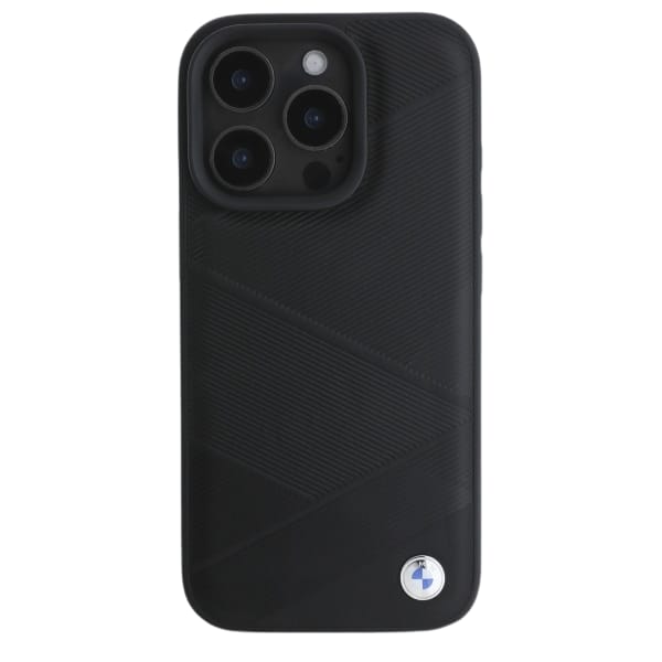 BMW BMHCP16X23RCGPK iPhone 16 Pro Max     6.9" czarny/black hardcase Sign Leather Crossing Lines Pattern