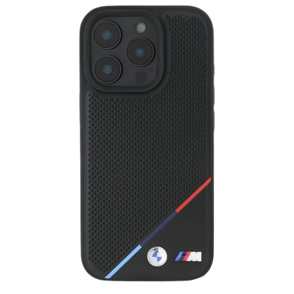 BMW BMHMP16S23PUPDK iPhone 16 6.1" czarny/black hardcase M Perforated Tricolor Line MagSafe