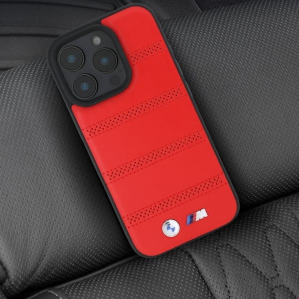 BMW BMHMP16L23PUSPR iPhone 16 Pro 6.3" czerwony/red hardcase M Perforated And Stitched Line MagSafe