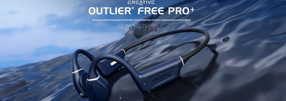 Creative Słuchawki bezprzewodowe         z przewodnictwem kostnym Outlier Free Pro Plus pomarańczowy/orange Bluetooth 5.3