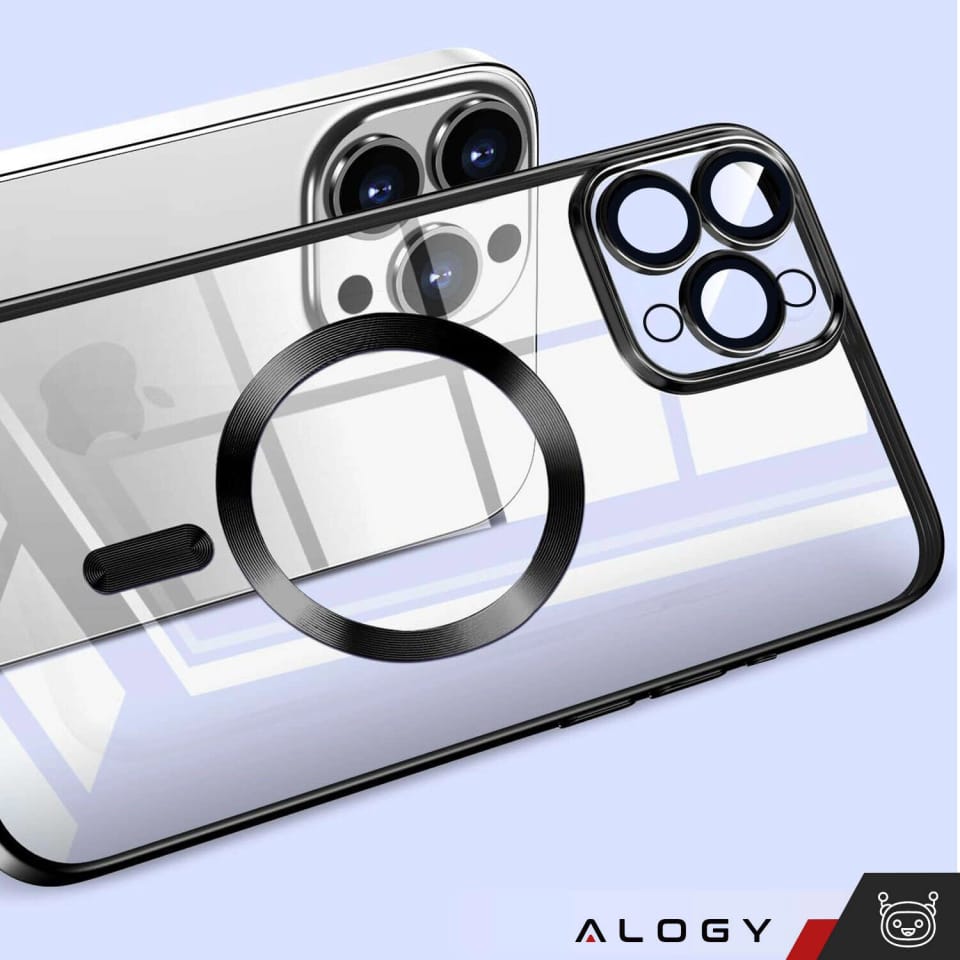 Etui MagSafe Case do Apple iPhone 16 Pro Max Alogy Glamour Luxury Ring obudowa czarno-przezroczyste