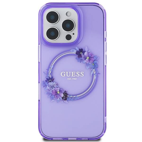 Etui Guess Flowers do iPhone 16 Pro Max fiolet