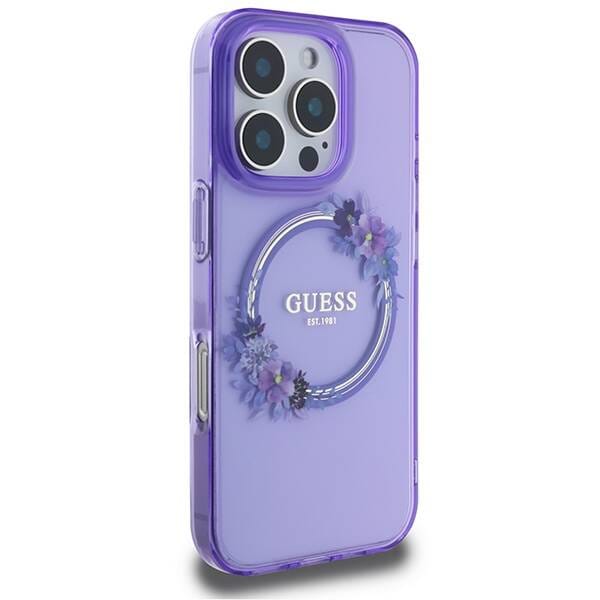 Etui Guess Flowers do iPhone 16 Pro Max fiolet