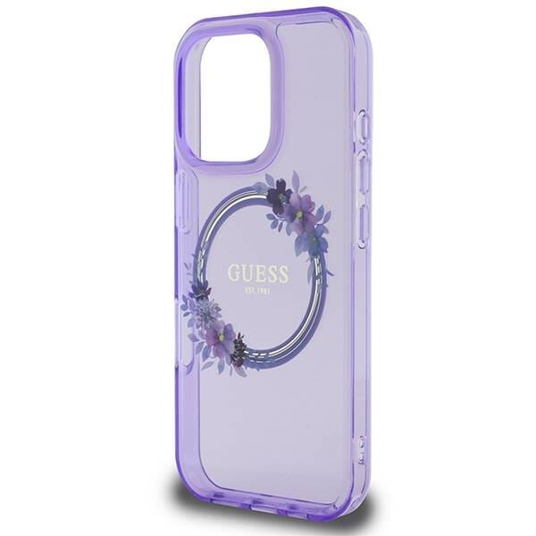 Etui Guess Flowers do iPhone 16 Pro Max fiolet