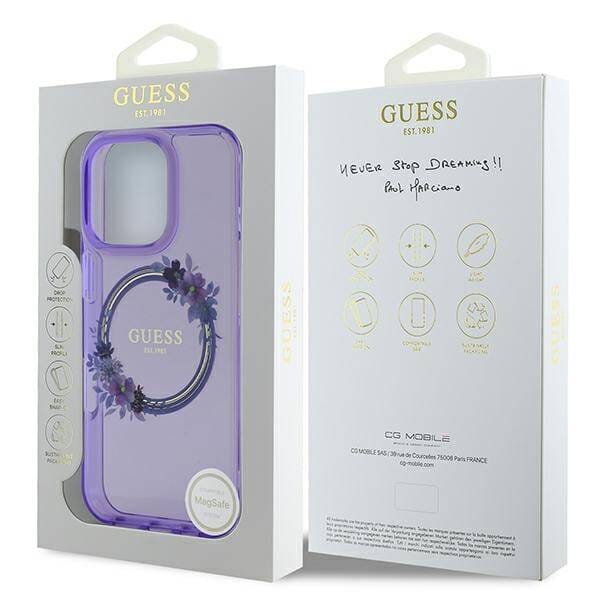 Etui Guess Flowers do iPhone 16 Pro Max fiolet