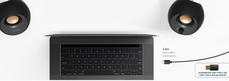 Creative Głośniki do komputera Pebble    2.0 V3 biały/white Bluetooth 5.0 USB-C