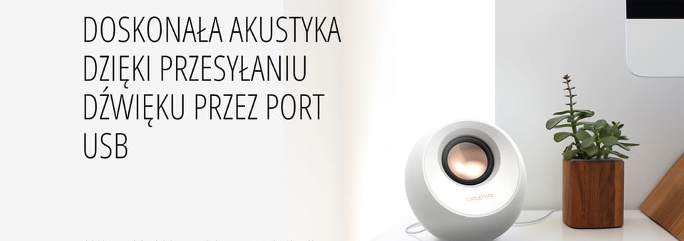 Creative Głośniki do komputera Pebble    2.0 V3 biały/white Bluetooth 5.0 USB-C