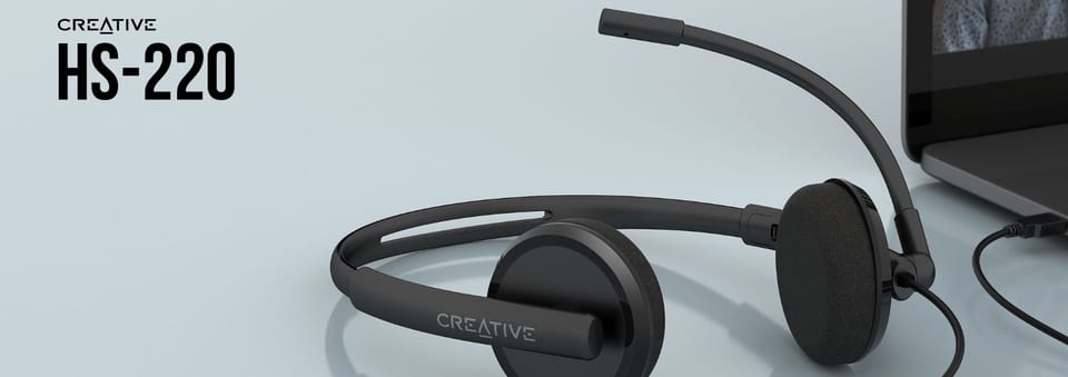 Creative Słuchawki przewodowe            z mikrofonem HS-220 czarny/black USB