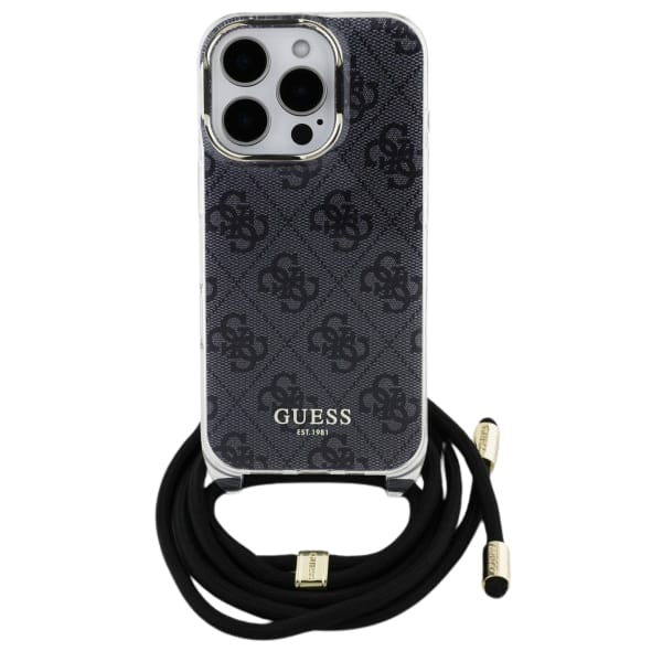 Guess GUHCP16LHC4SEK iPhone 16 Pro 6.3"   czarny/black hardcase Crossbody Cord 4G Print