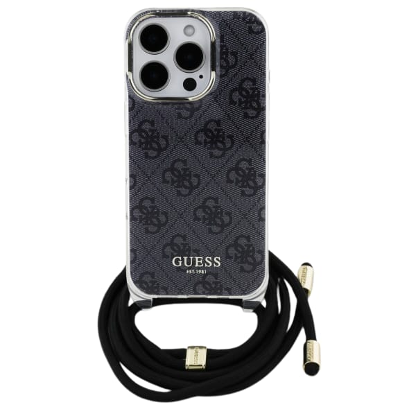 Guess GUHCP16SHC4SEK iPhone 16 6.1"       czarny/black hardcase Crossbody Cord 4G Print