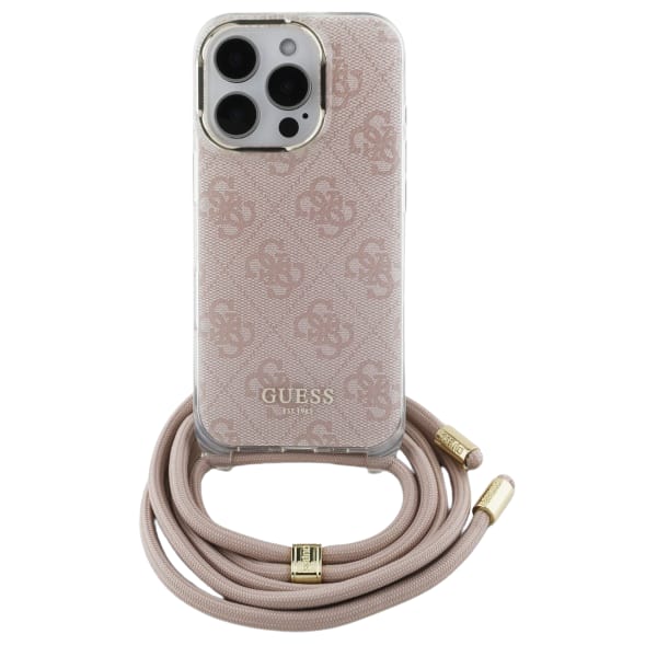 Guess GUHCP16LHC4SEP iPhone 16 Pro 6.3"   różowy/pink hardcase Crossbody Cord 4G Print