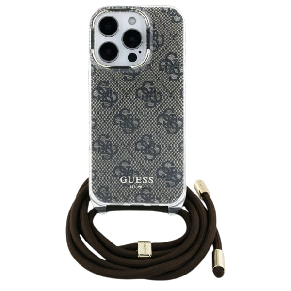 Guess GUHCP16LHC4SEW iPhone 16 Pro 6.3"   brązowy/brown hardcase Crossbody Cord 4G Print