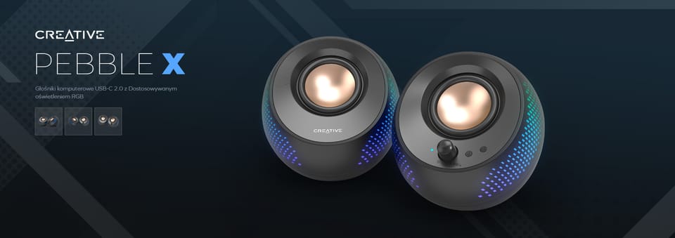 Creative Głośniki do komputera 2.0       Pebble X czarny/black USB-C z podświetleniem RGB