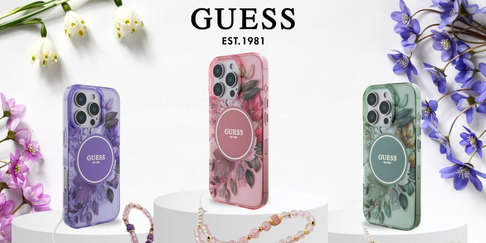 Guess GUHMP16MHFWBRCESN iPhone 16 Plus 6.7" zielony/green hardcase IML Flowers With Pearl Strap MagSafe