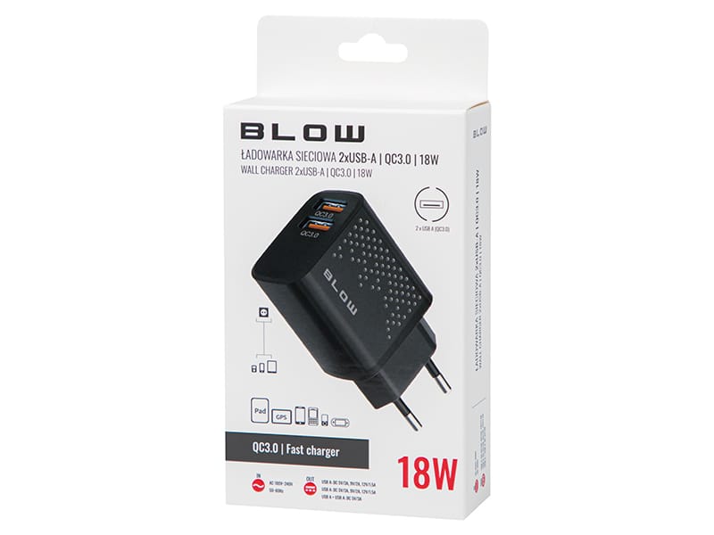 Ładowarka sieciowa Blow Dwa gniazda USB QC 36W