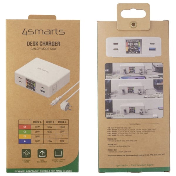 4smarts Stacja ładująca 130W GaN DIYMode biała/white 540130