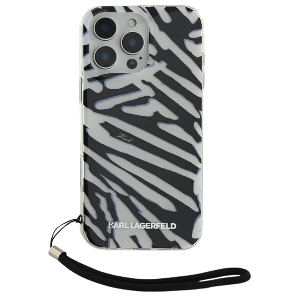 Karl Lagerfeld KLHCP16SHZBPKCCK iPhone 16 6.1" czarny/black hardcase IML Zebra Pattern & Cord