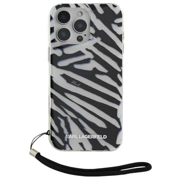 Karl Lagerfeld KLHCP16LHZBPKCCK iPhone 16 Pro 6.3" czarny/black hardcase IML Zebra Pattern & Cord