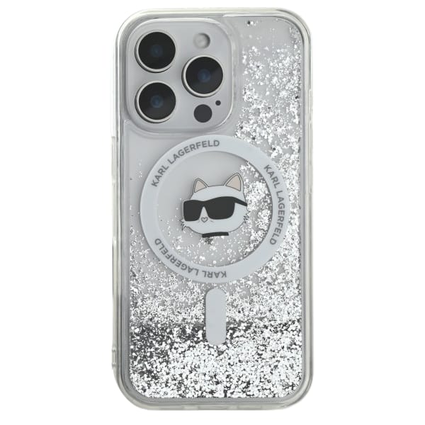 Karl Lagerfeld KLHMP16SLGCHSGH iPhone 16 6.1" hardcase transparent Liquid Glitter Choupette Head Magsafe