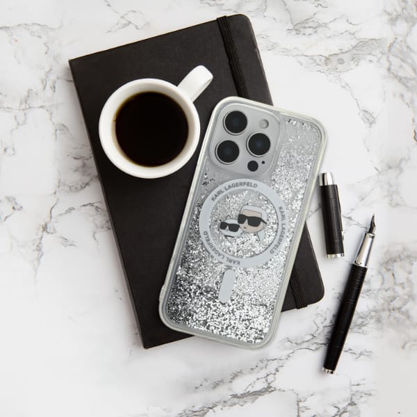 Karl Lagerfeld KLHMP16LLGKCSGH iPhone 16 Pro 6.3" hardcase transparent Liquid Glitter Karl&Choupette Head Magsafe