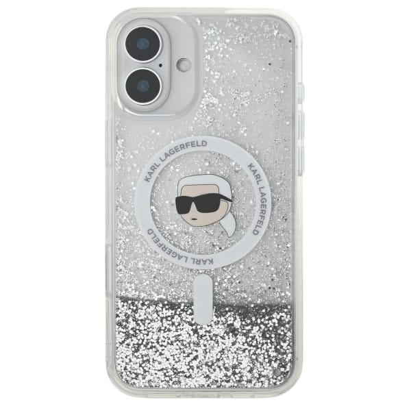 Karl Lagerfeld KLHMP16MLGKISGH iPhone 16  Plus 6.7" hardcase transparent Liquid Glitter Karl Head Magsafe