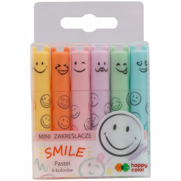 Zakreślacze mini SMILE 6 kolorów pastelowych HA 4130 02PA-WP6 Happy Color