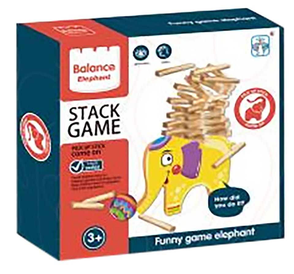 Edukacyjna gra zręcznościowa "Stack Game", Zbuduj wieżę, Układanka, Klocki + Słoń