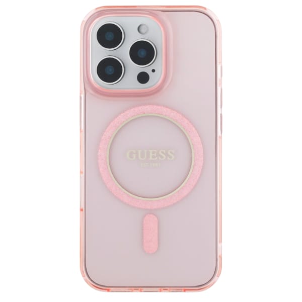 Guess GUHMP16SHFGEREP iPhone 16 6.1"      różowy/pink hardcase IML Glitter Circle MagSafe