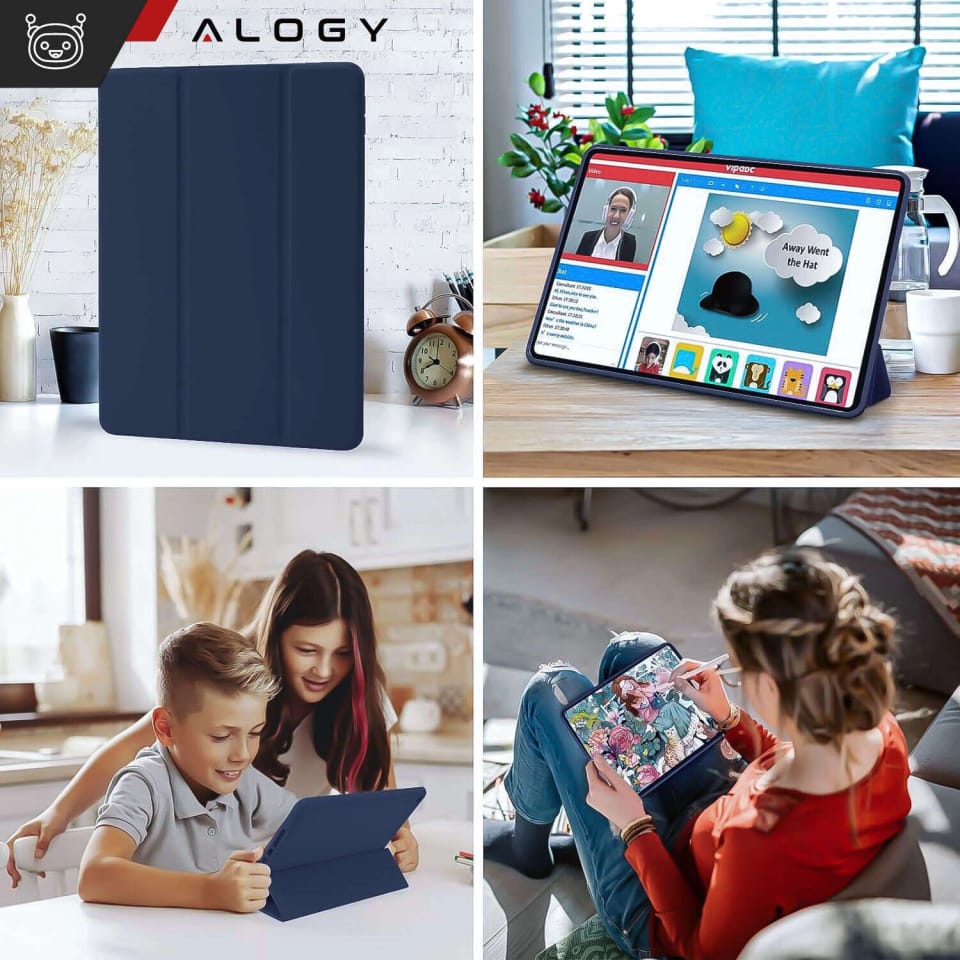 Etui do Apple iPad 10.2 9 gen 8/7 2021/2020/2019 Smart Pencil Case Alogy TPU obudowa na tablet Granatowe