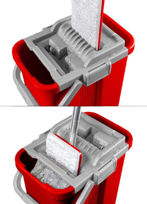 Mop płaski z wiadrem i wyciskaczem, dwa wkłady microfibra HQ