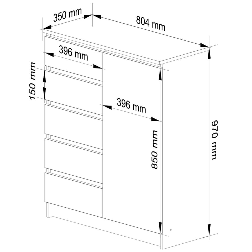 KOMODA K80 1D 5SZ PK DĄB SONOMA