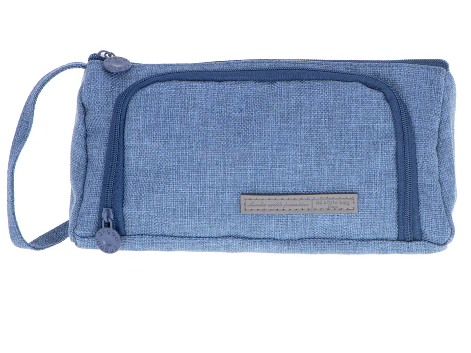 School pencil case double sachet cosmetic bag navy blue