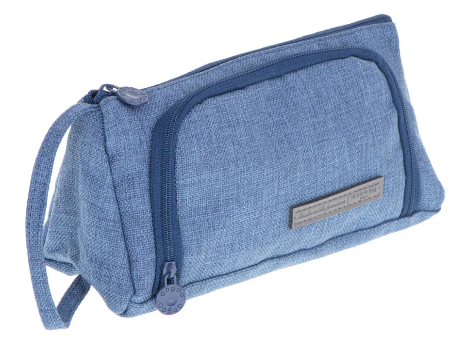 School pencil case double sachet cosmetic bag navy blue